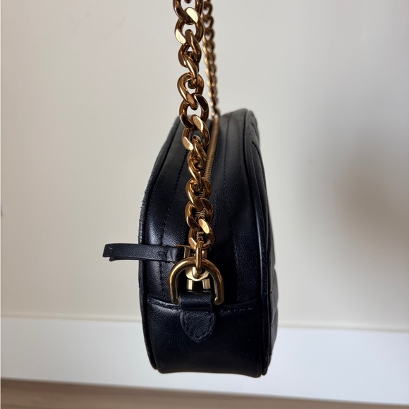 Tory Burch Chevron Kira Small Camera Bag Black Crossbody - Picture 3 of 8